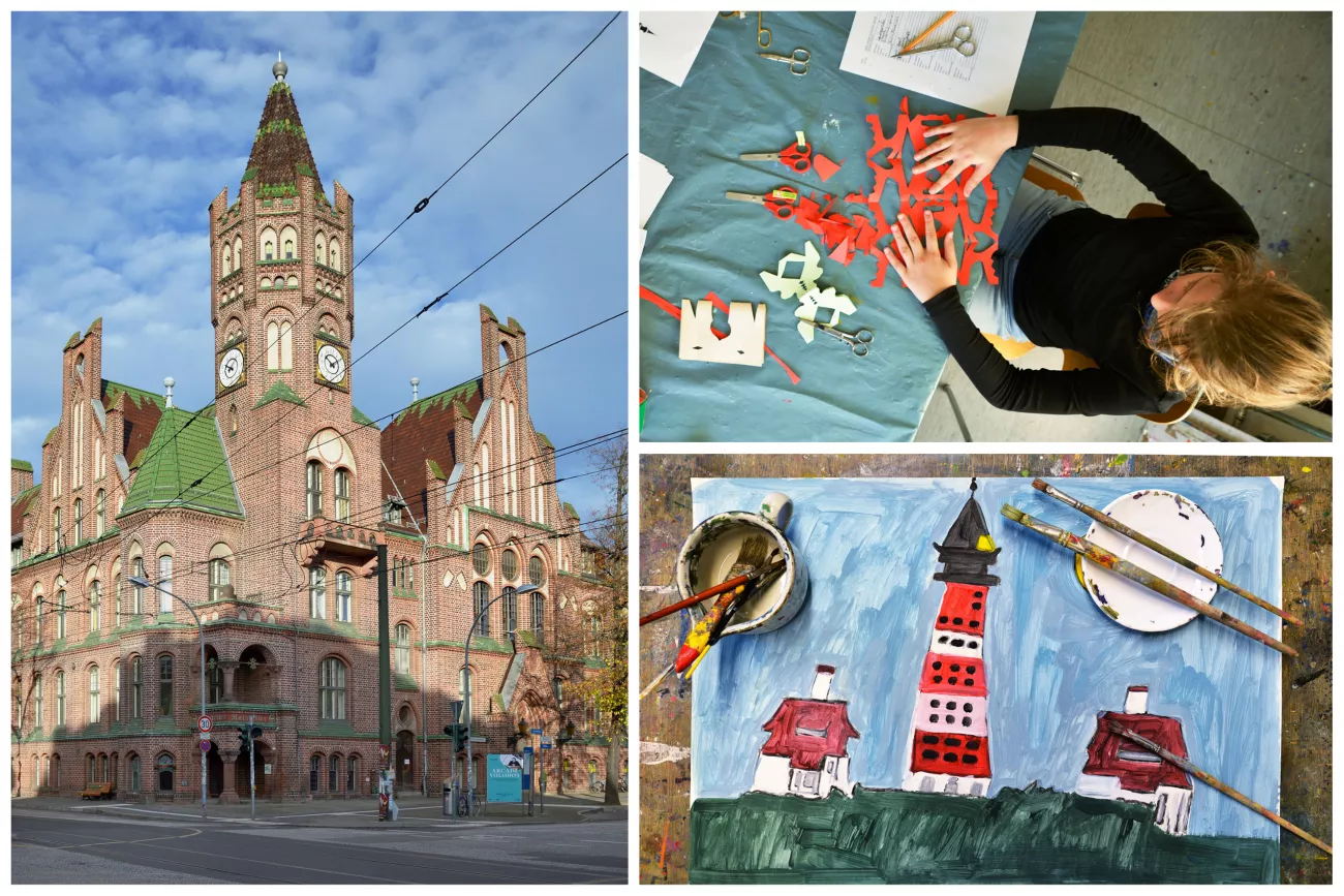 Collage mit Bildern der Kunstschule Potsdam